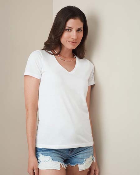 T-shirt con collo a V da donna